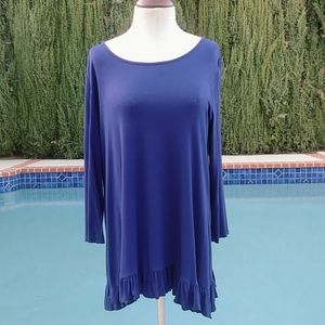 Navy blue ruffled tunic XL